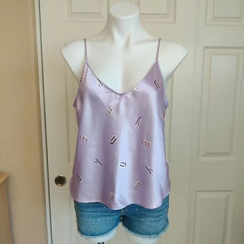 Victoria's Secret satin lavender love letter camisole sz L